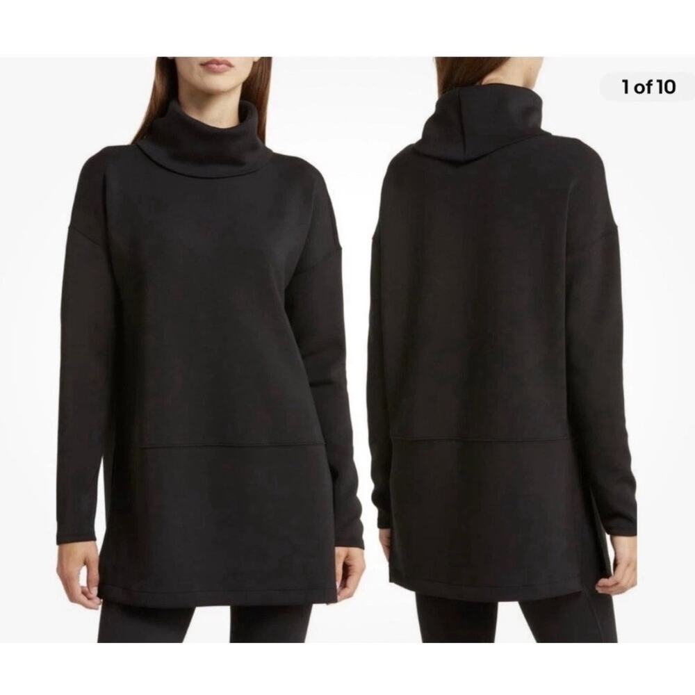 Spanx Air Essentials Black Tunic Turtleneck Top Casual Travel Comfort (size XL)